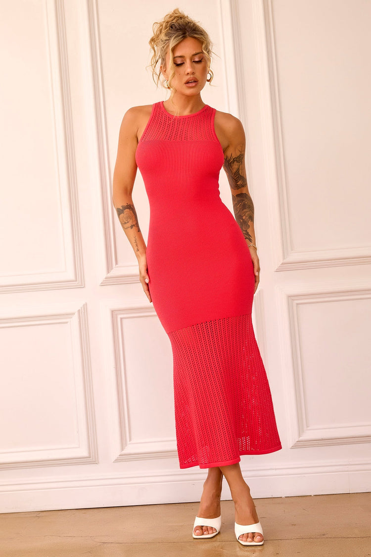 Butterfly Effect Knit Midi Dress - Red for women