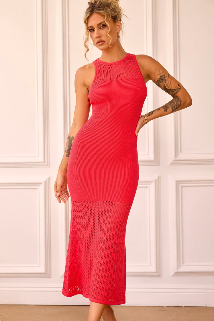 Butterfly Effect Knit Midi Dress - Red for women