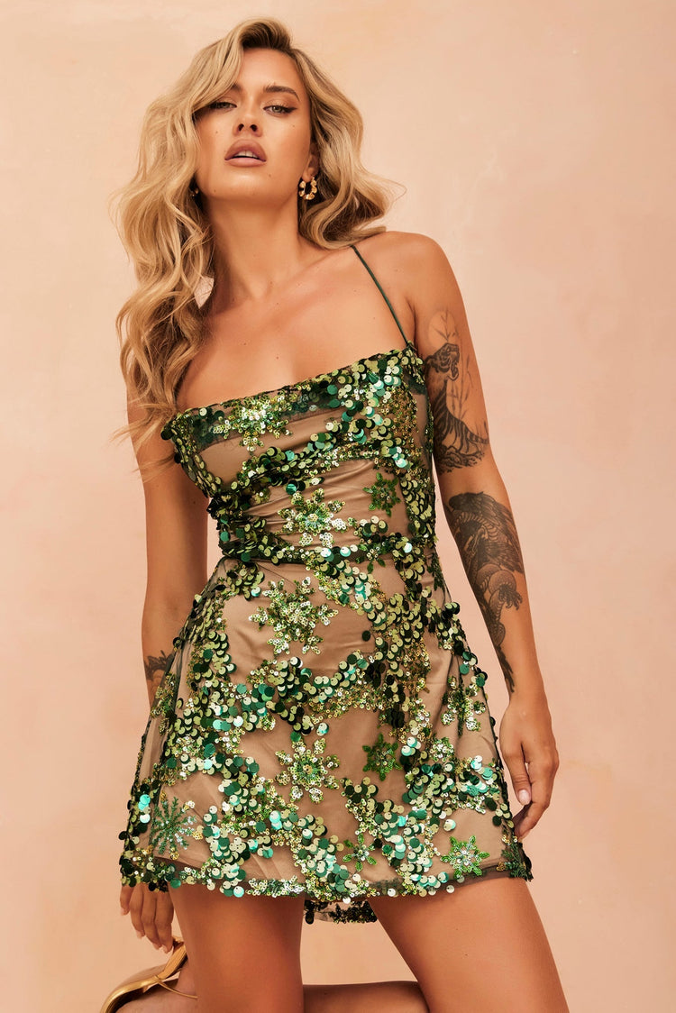 Champagne Eyes Mini Dress - Green for women