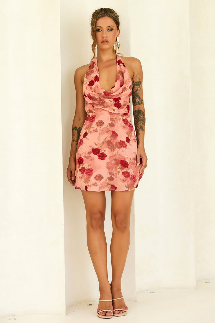 Crimson Lover Chiffon Mini Dress