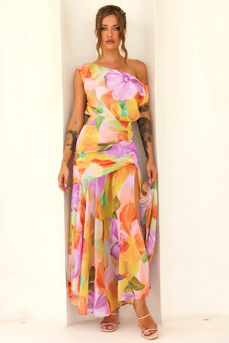 Darling Days Chiffon Maxi Dress - Orange Multi for women