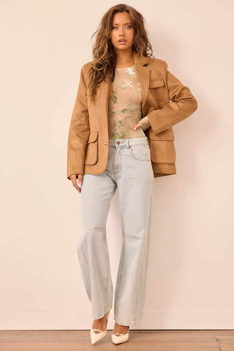 Desert Muse Vegan Suede Jacket - Toffee Brown for women