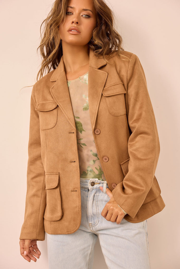 Desert Muse Vegan Suede Jacket - Toffee Brown for women