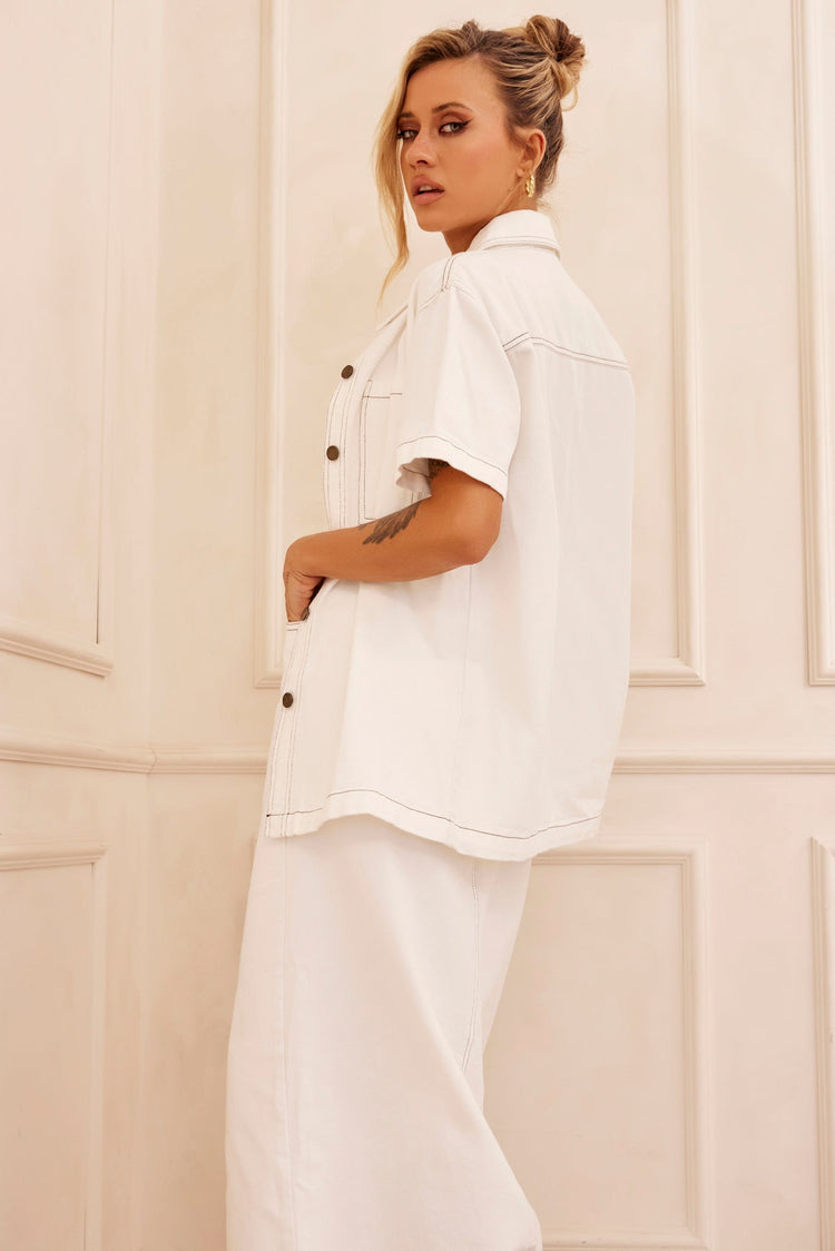 Dreamstate Denim Shirt - White for women