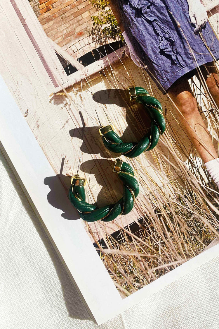 Drift Away Hoop Earrings - Forest Green for women