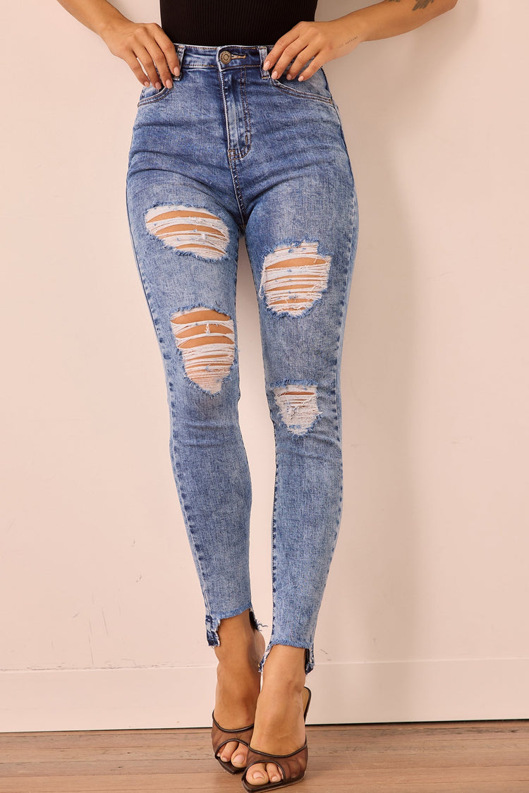 Easy Does It Crop Jeans - Washed Blue for women