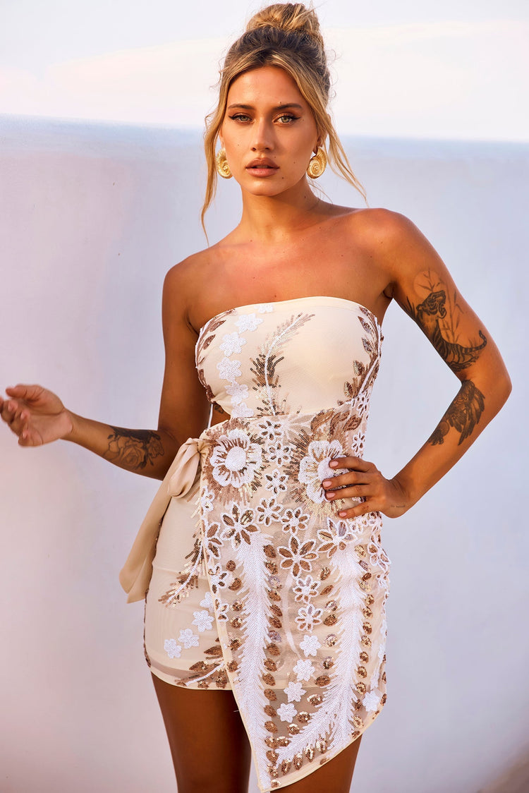 Easy Shine Mini Dress - White Gold for women
