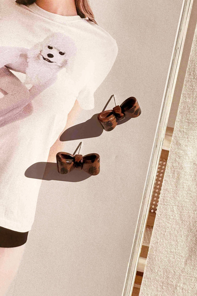 Echo Bow Earrings - Brown for women