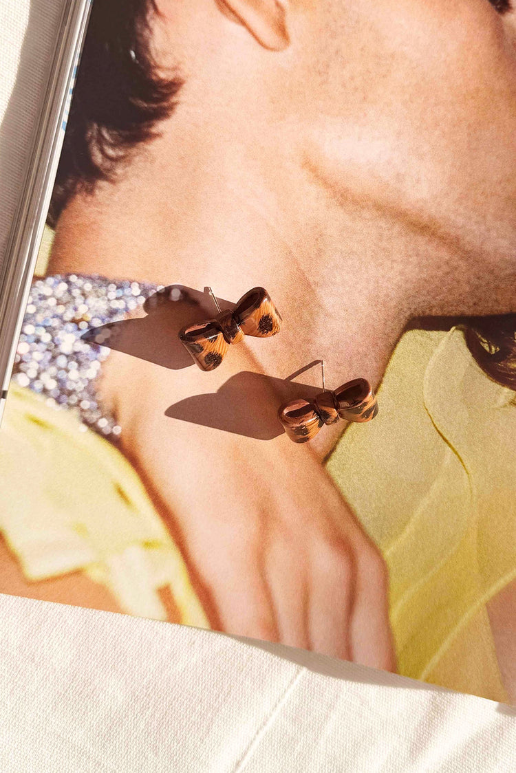Echo Bow Earrings - Brown for women
