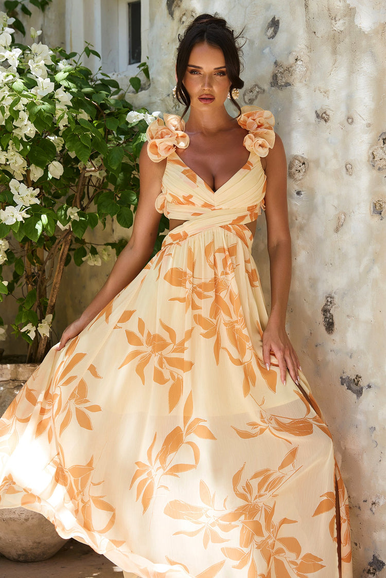 Ethereal Blossom Maxi Dress - Yellow Multi for women