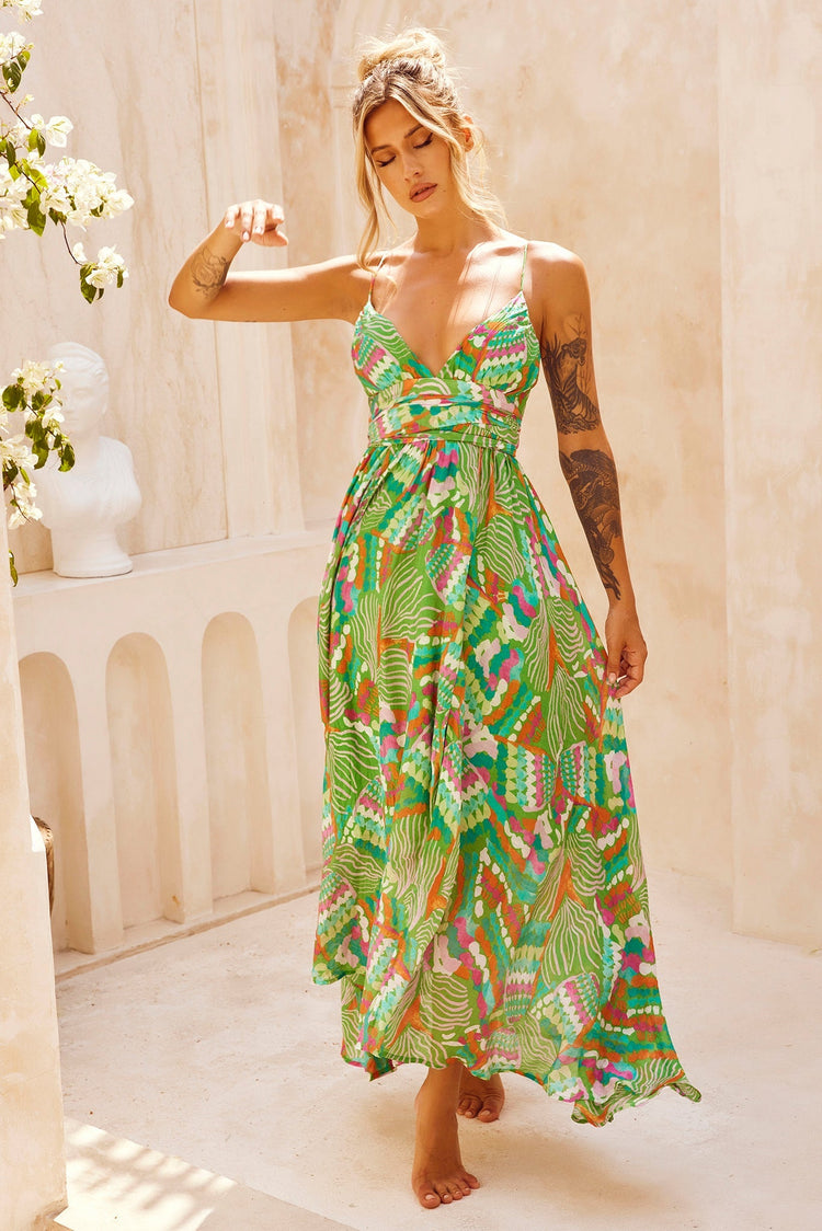Everywhere Beyond Maxi Dress - Green Multi for women