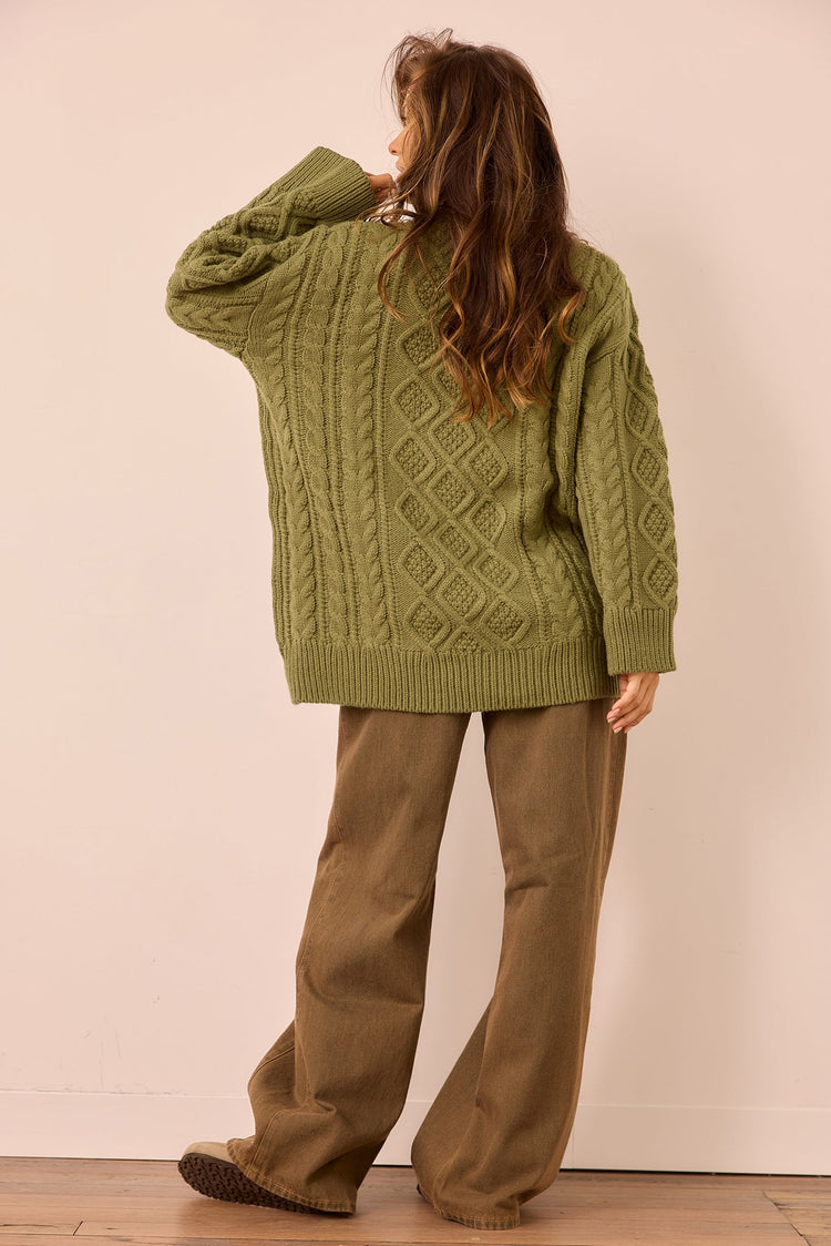 Falling Forward Knit Sweater - Olive for women