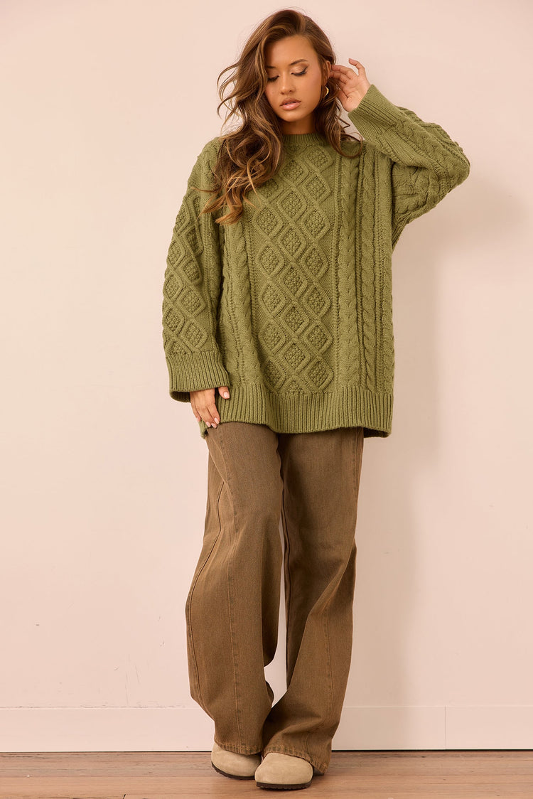 Falling Forward Knit Sweater - Olive for women