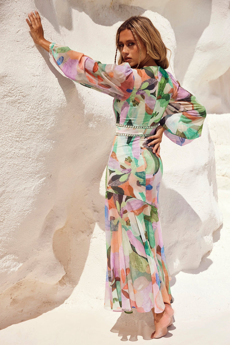 Fine Sweet Maxi Dress - Mint Multi for women
