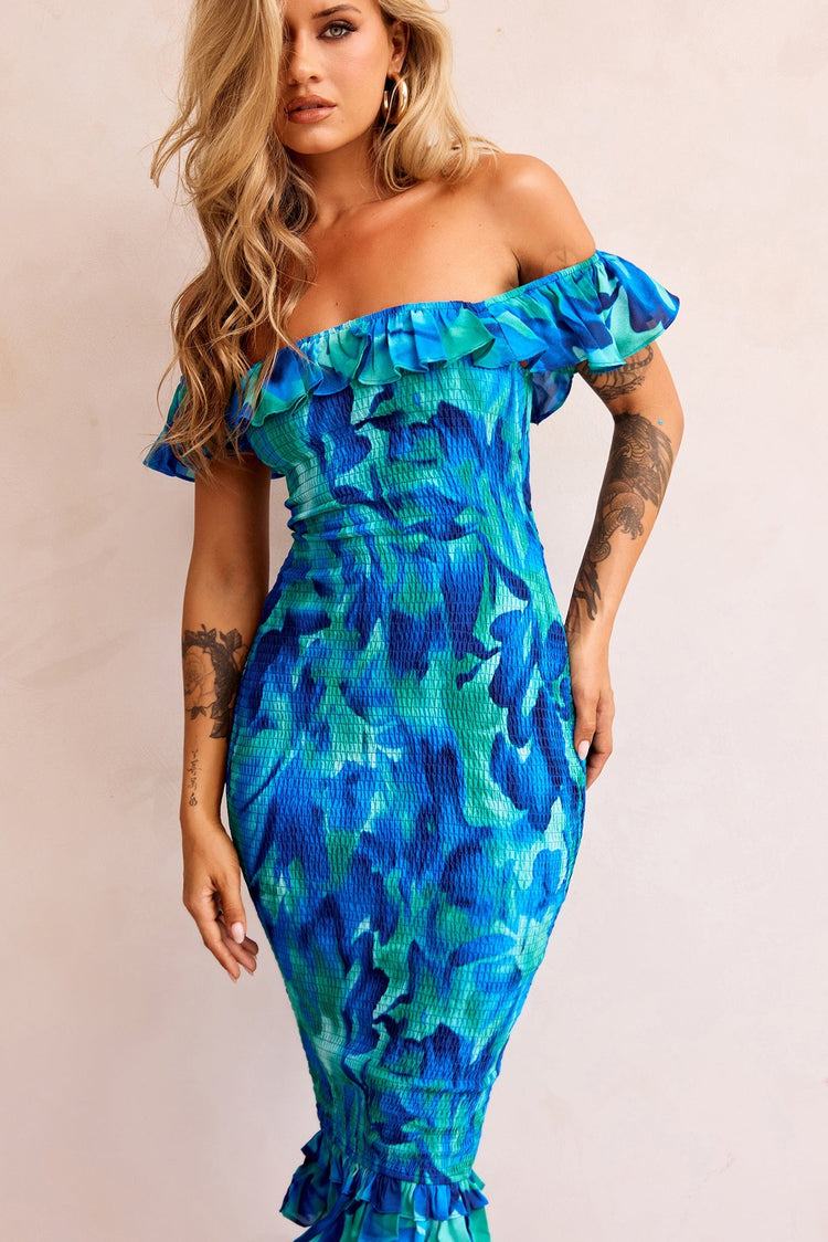 Fireball Midi Dress - Blue Multi for women