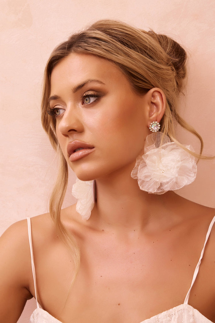 Floral Allure Earrings - White for women