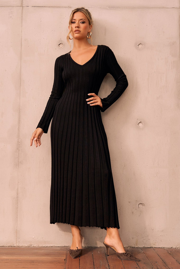 Flutter By Me Knit Maxi Dress - Black for women