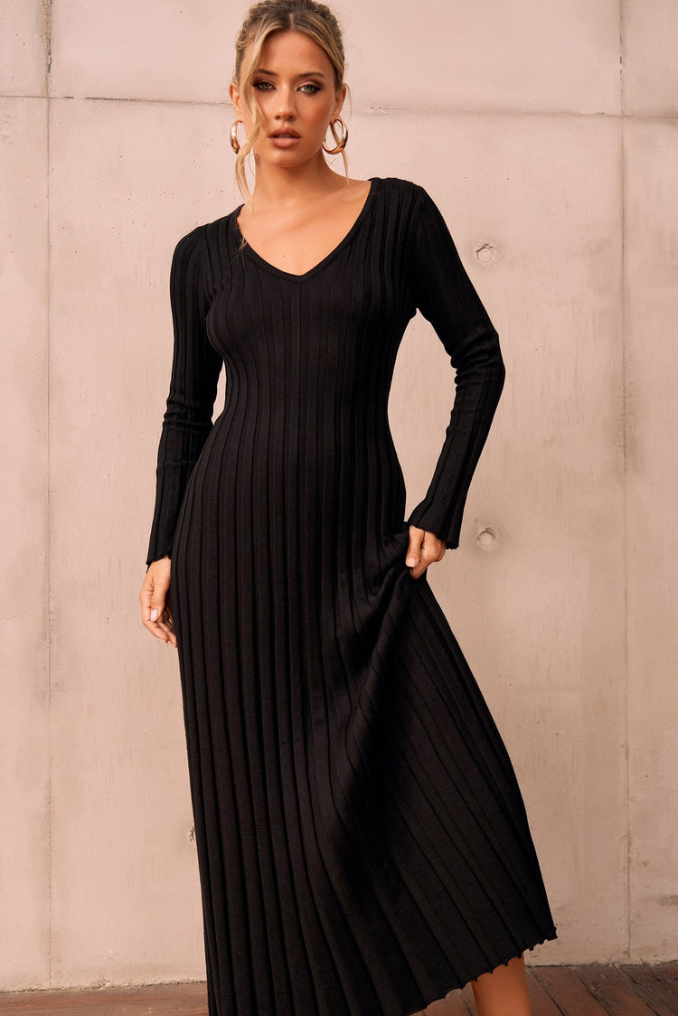 Flutter By Me Knit Maxi Dress - Black for women