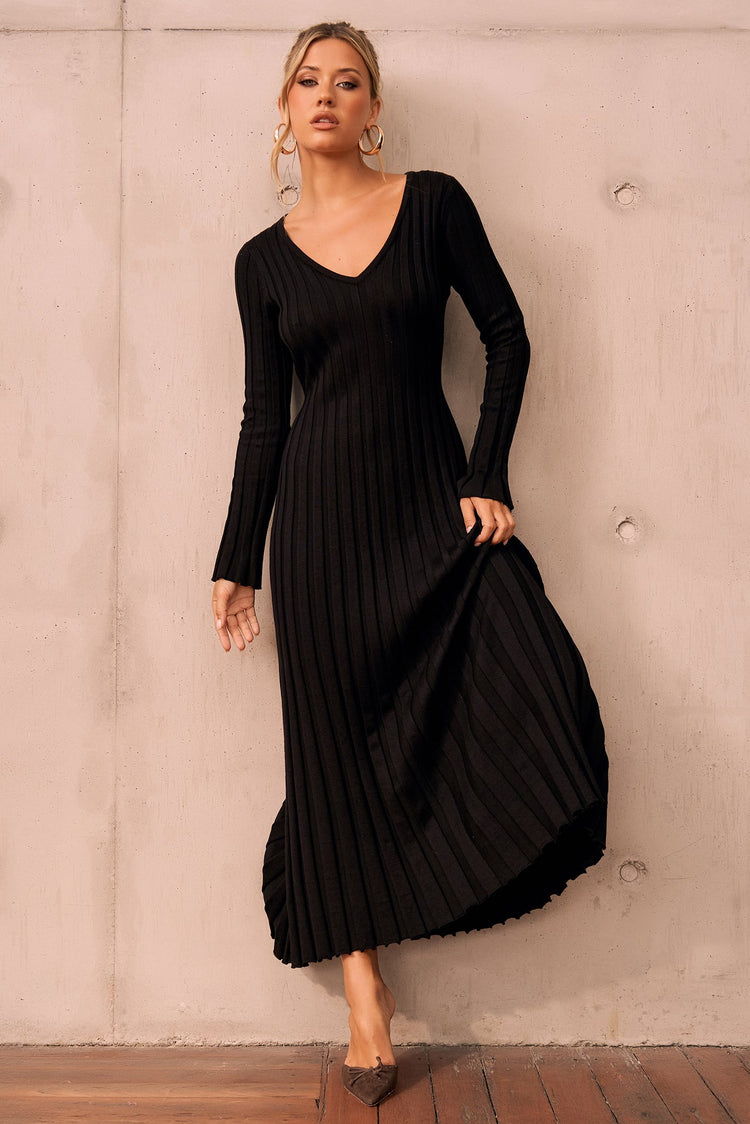 Flutter By Me Knit Maxi Dress - Black for women