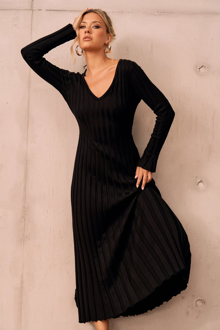 Flutter By Me Knit Maxi Dress - Black for women