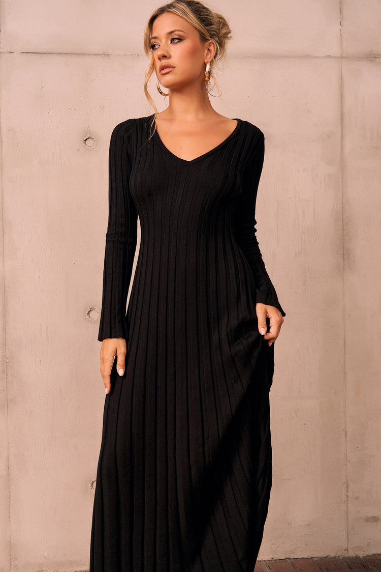 Flutter By Me Knit Maxi Dress - Black for women