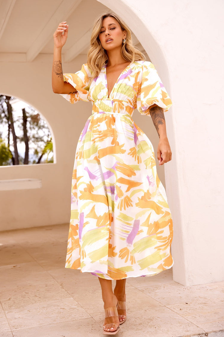 Forget Me Not Maxi Dress - Yellow Multi for women
