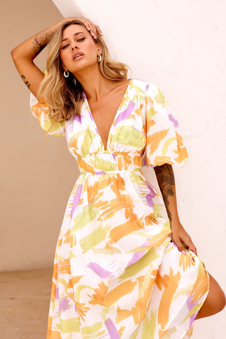 Forget Me Not Maxi Dress - Yellow Multi for women