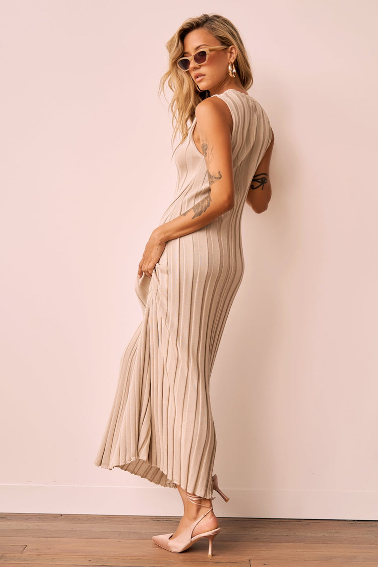 Francis Knit Maxi Dress - Beige for women