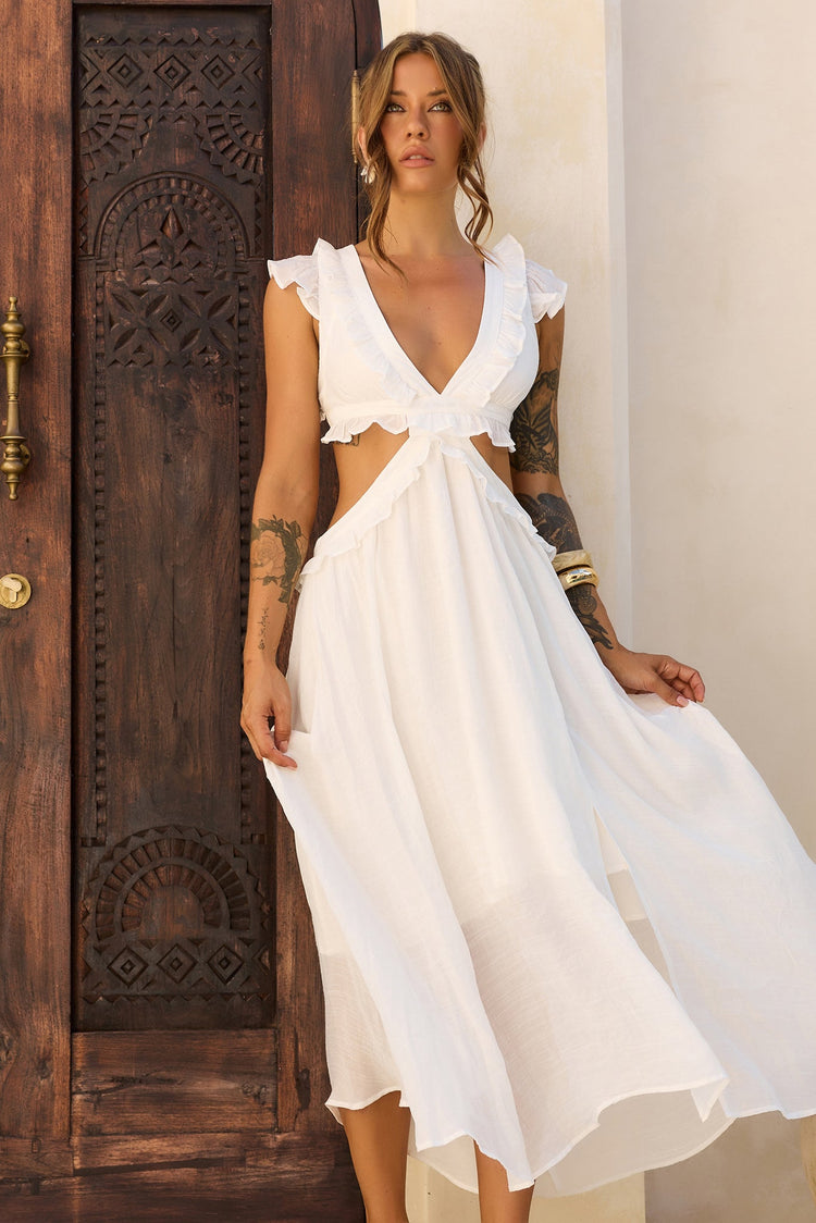 Gaining Ground Midi Dress - White for women