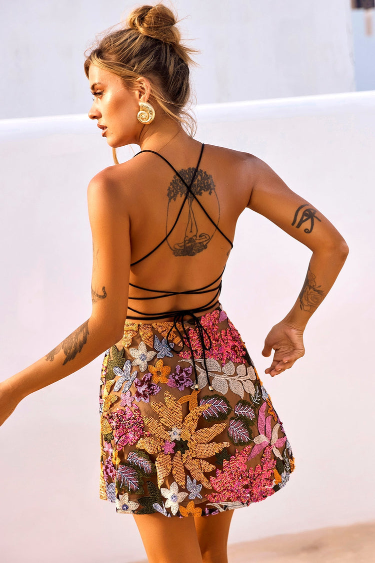 Golden Market Mini Dress - Multi for women