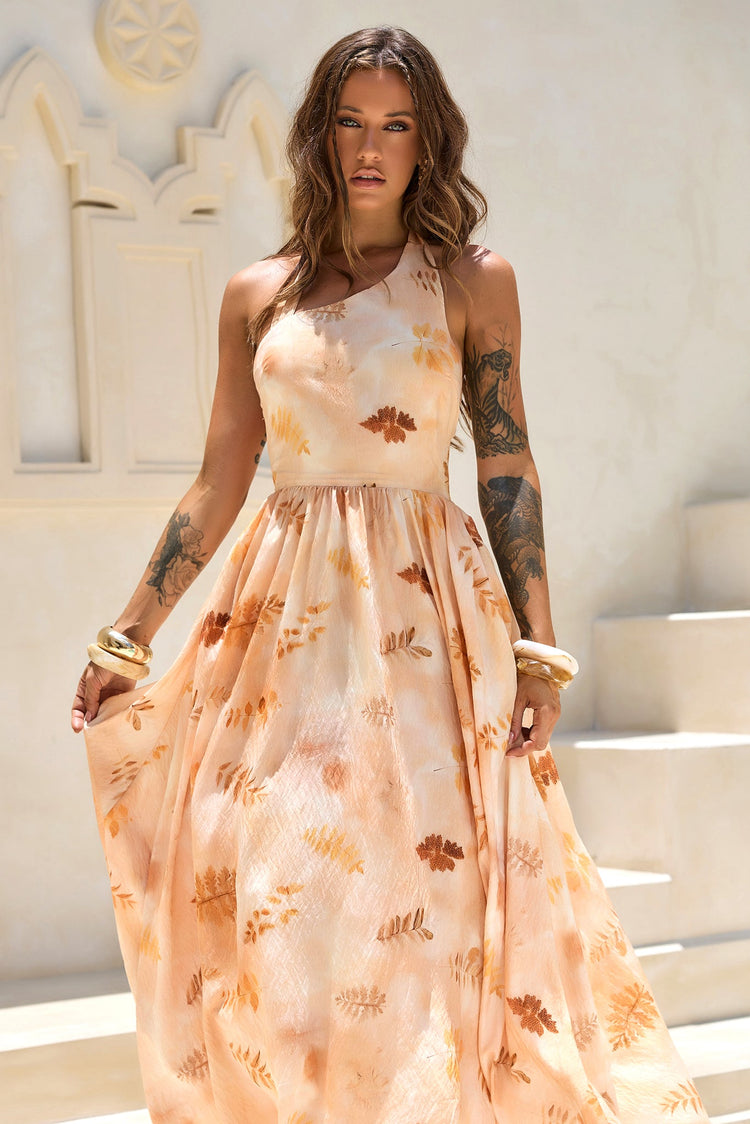 Golden Meadow Woven Midi Dress - Desert for women