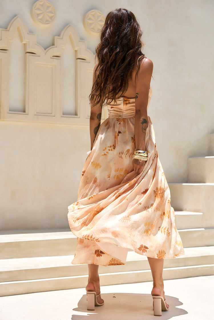 Golden Meadow Woven Midi Dress - Desert for women