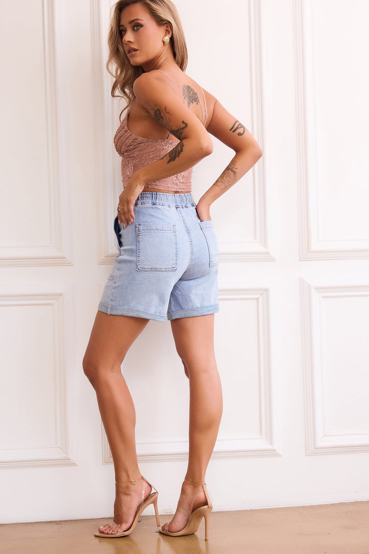 Hanni Denim Shorts - Washed Blue for women