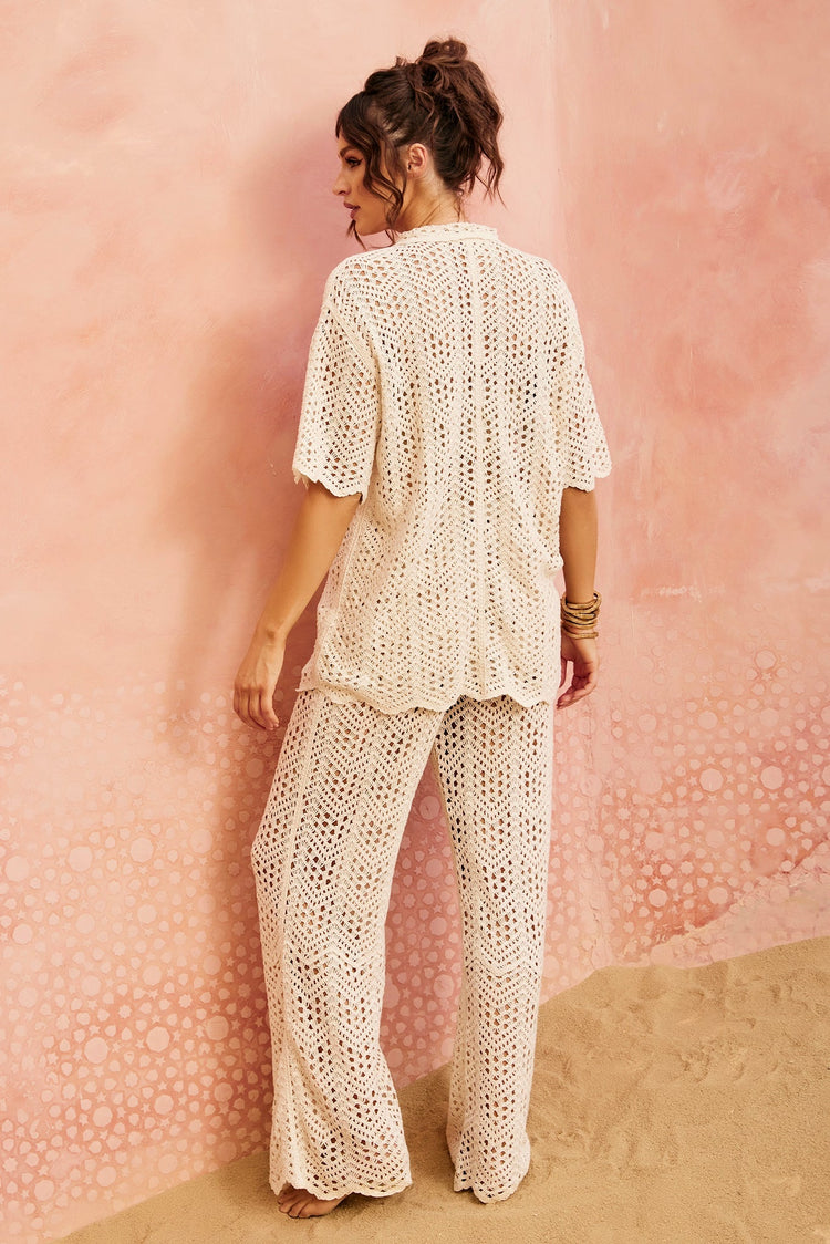 Heat Wave Crochet Pants - Beige for women