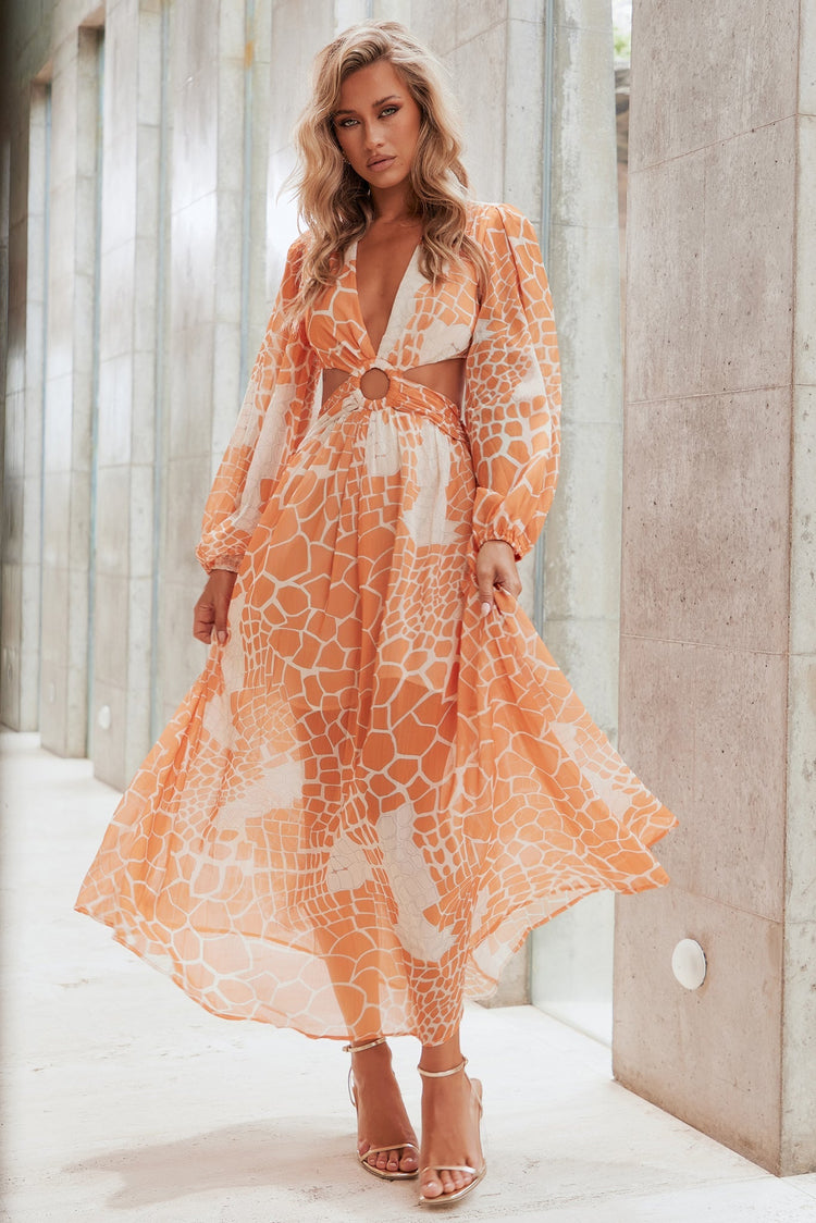 Here & There Maxi Dress - Orange for women