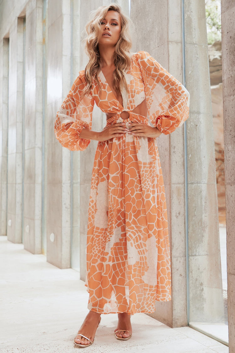 Here & There Maxi Dress - Orange for women