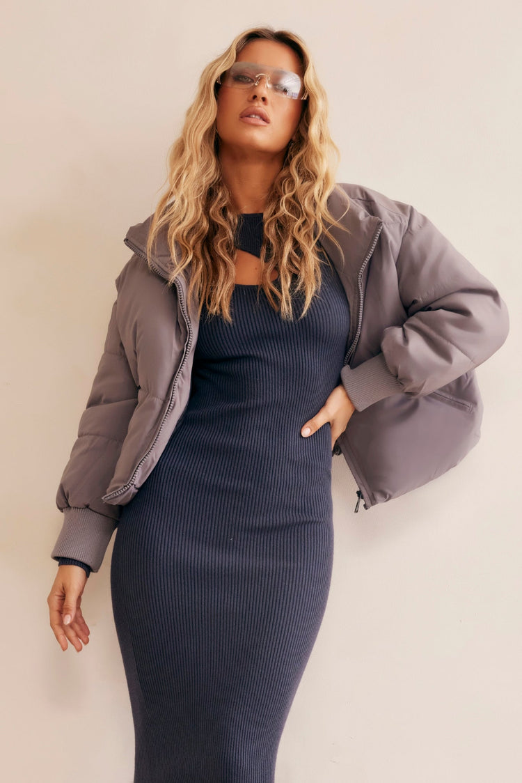 Higher Love Oversize Puff Jacket - Grey for women