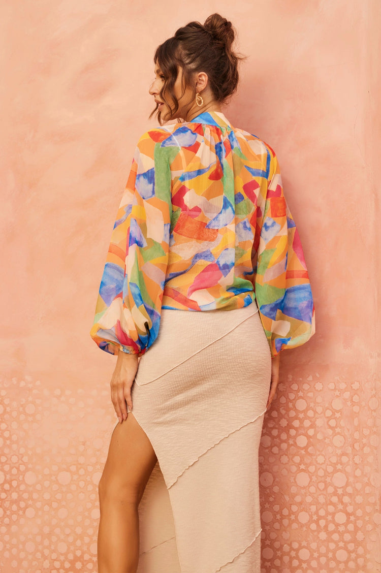 Hot Shot Blouse - Orange Multi for women