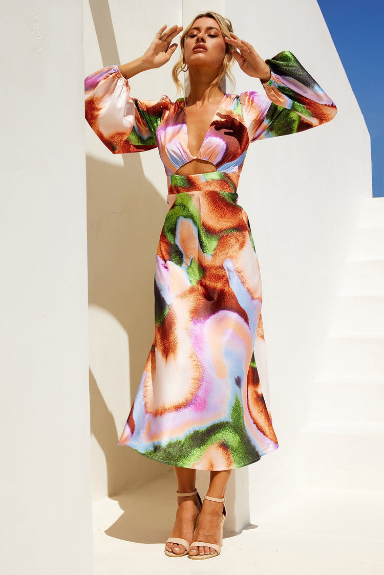 Joaquin Midi Dress - Orange Multi for women