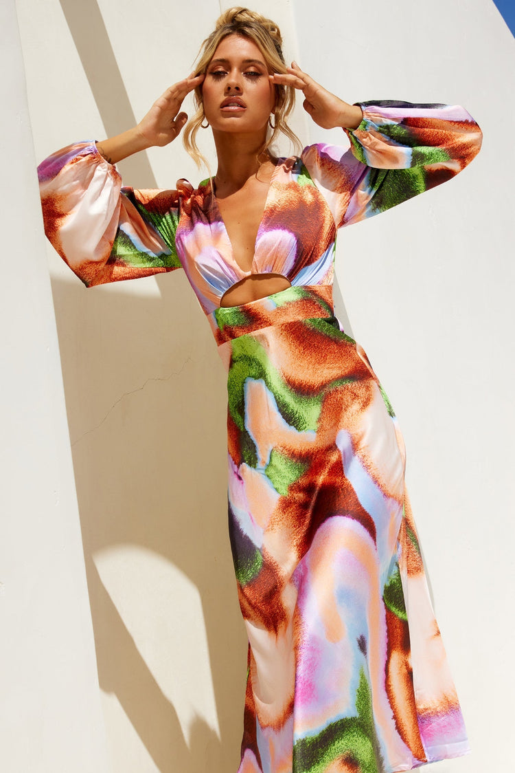 Joaquin Midi Dress - Orange Multi for women