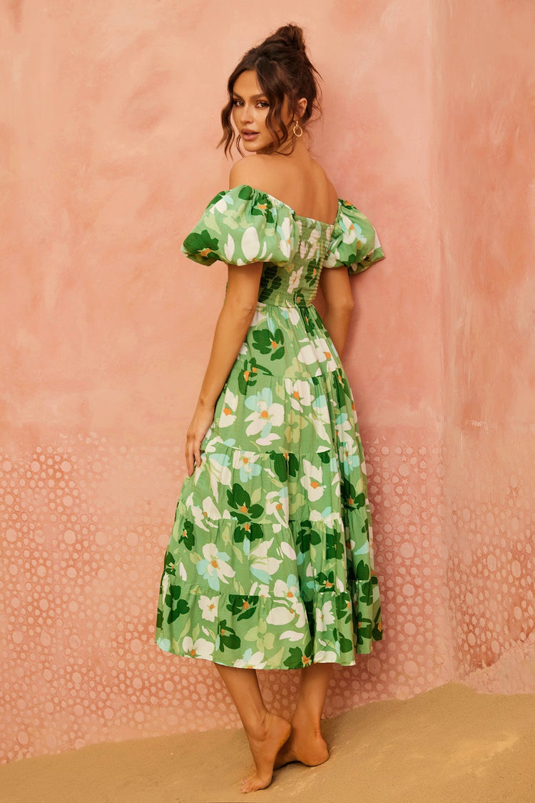 Londyn Midi Dress - Green Multi for women