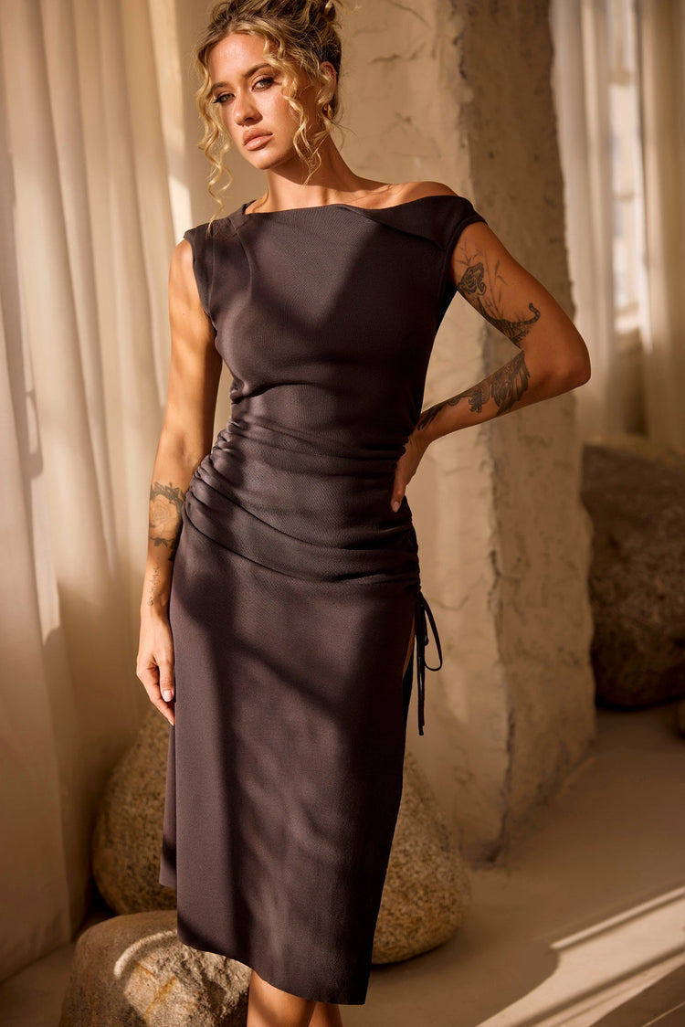 Loren Knit Midi Dress - Charcoal for women
