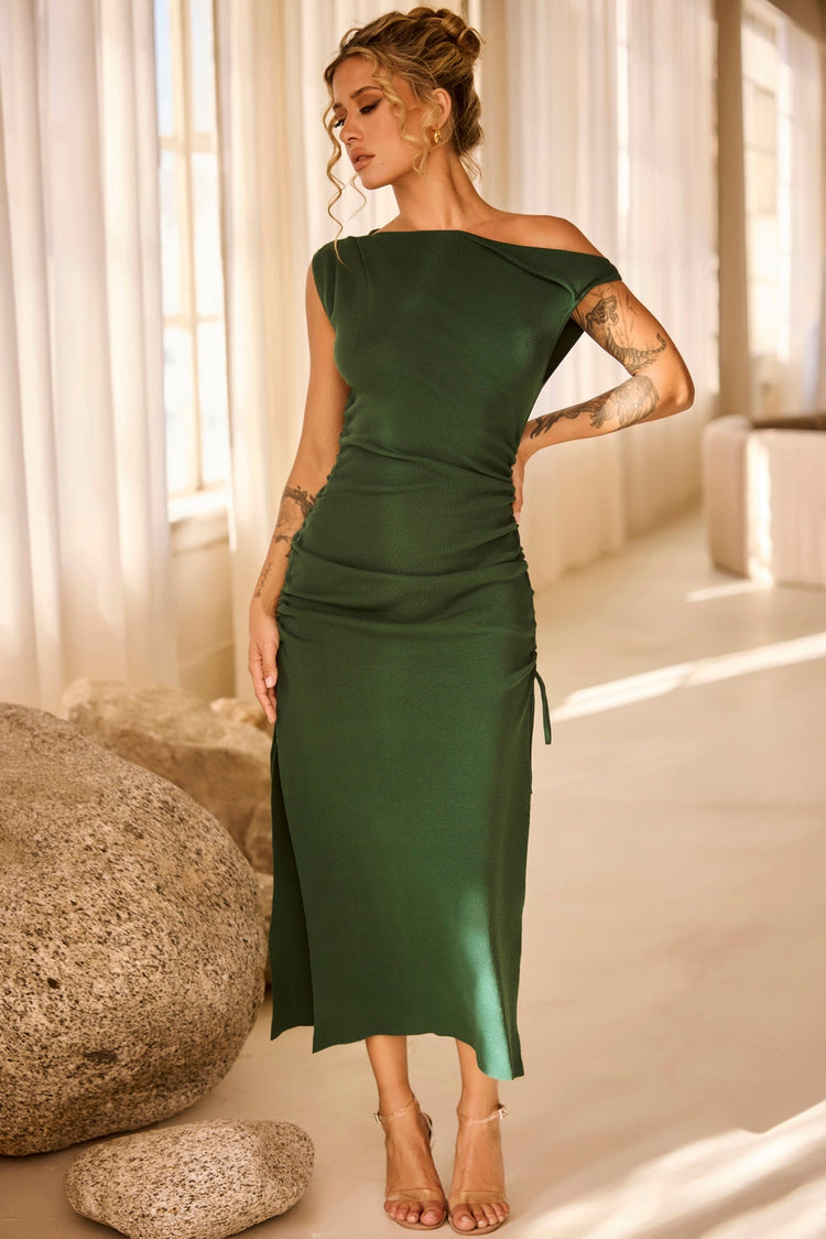 Loren Knit Midi Dress - Forest Green for women