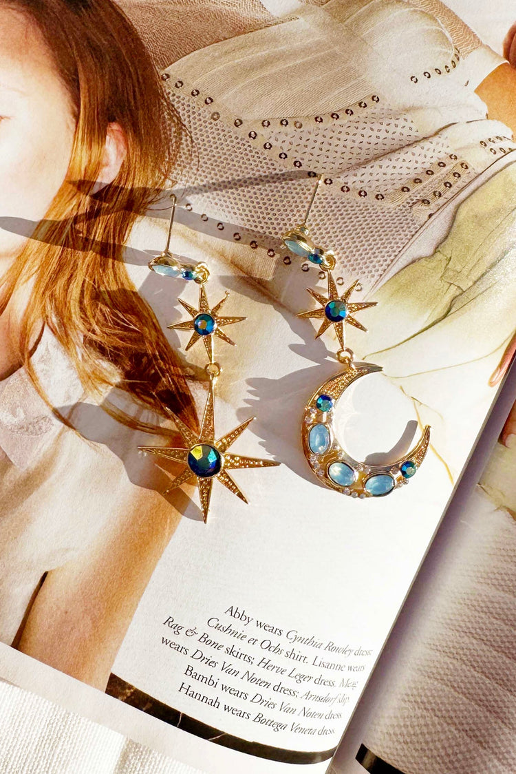Luna Eclipse Earrings - Gold Blue for women