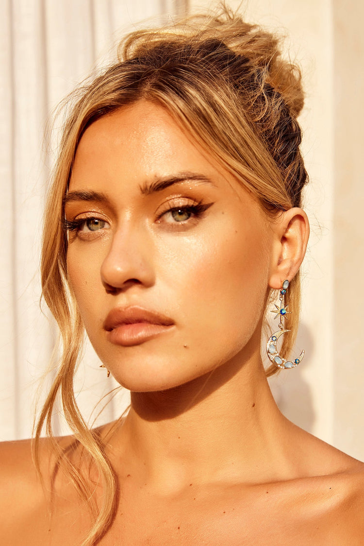 Luna Eclipse Earrings - Gold Blue for women