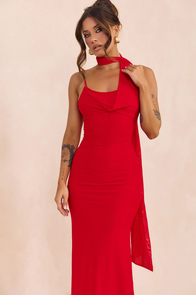 Lunaria Mesh Maxi Dress - Red for women