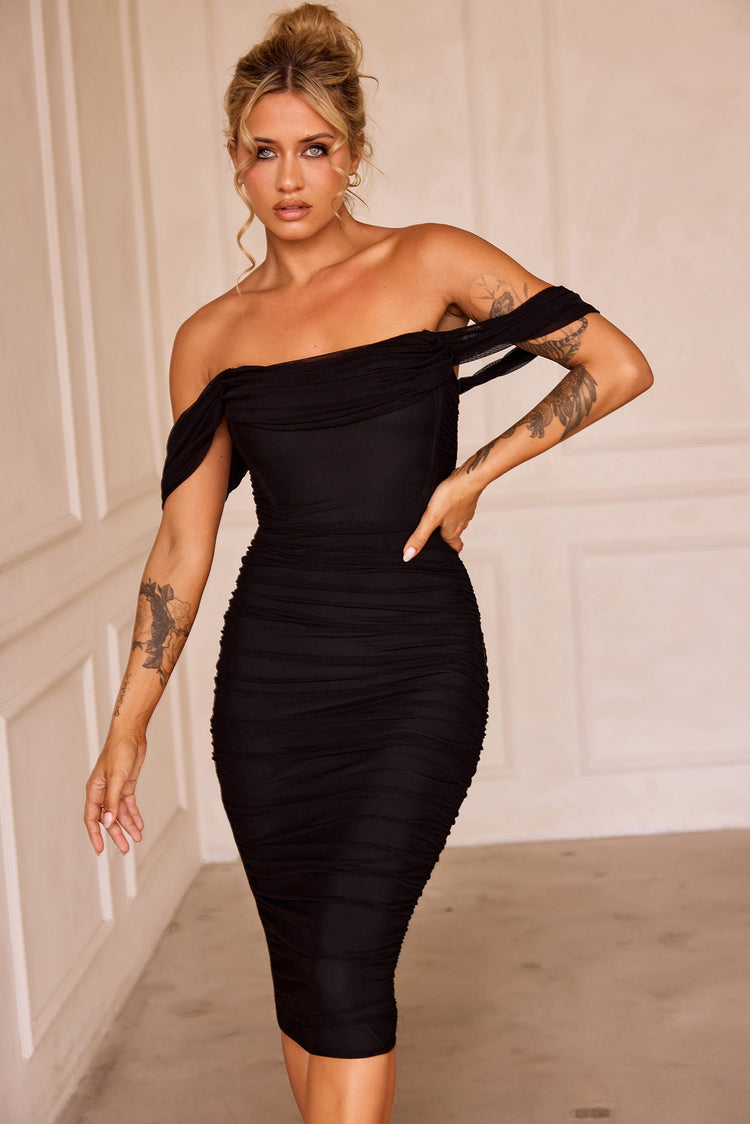 Main Character Mesh Midi Dress - Black for women