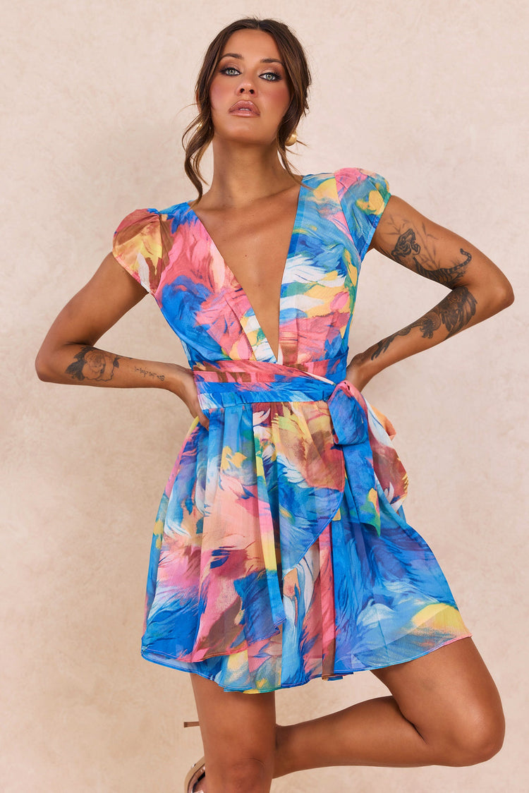 Marbella Mini Dress - Blue Multi for women