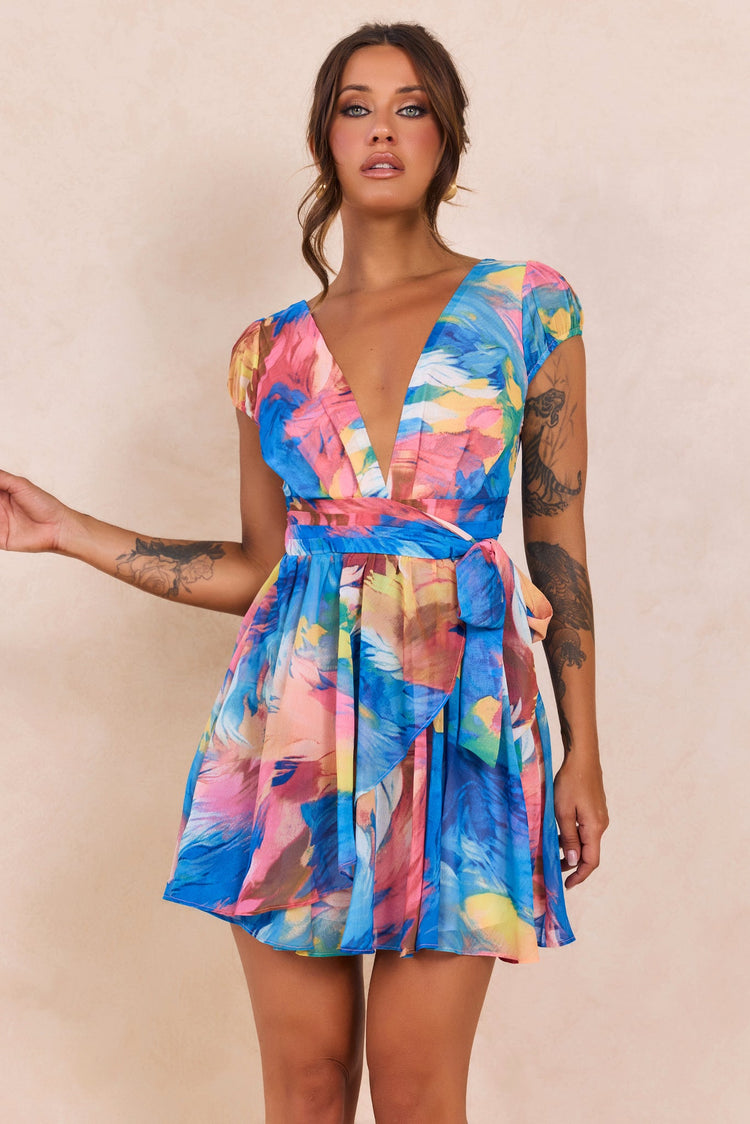 Marbella Mini Dress - Blue Multi for women
