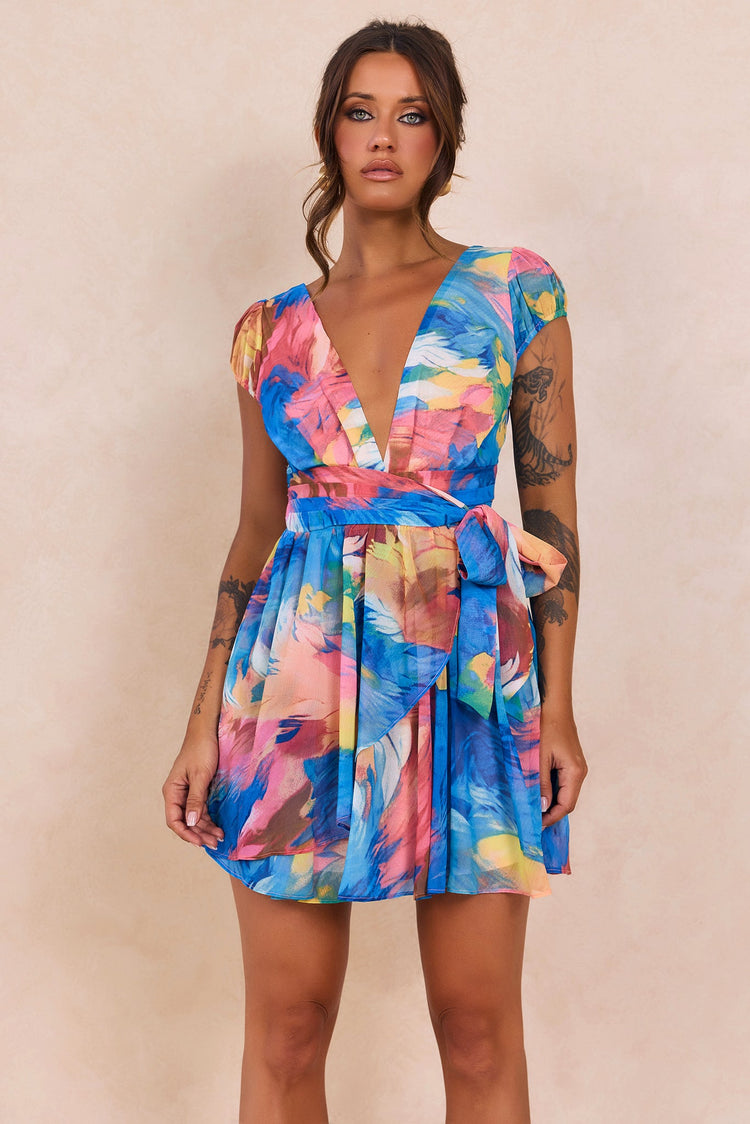 Marbella Mini Dress - Blue Multi for women